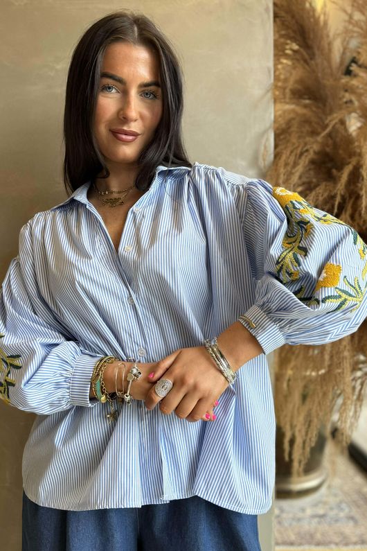 Hutton Crewel Work Shirt Sky